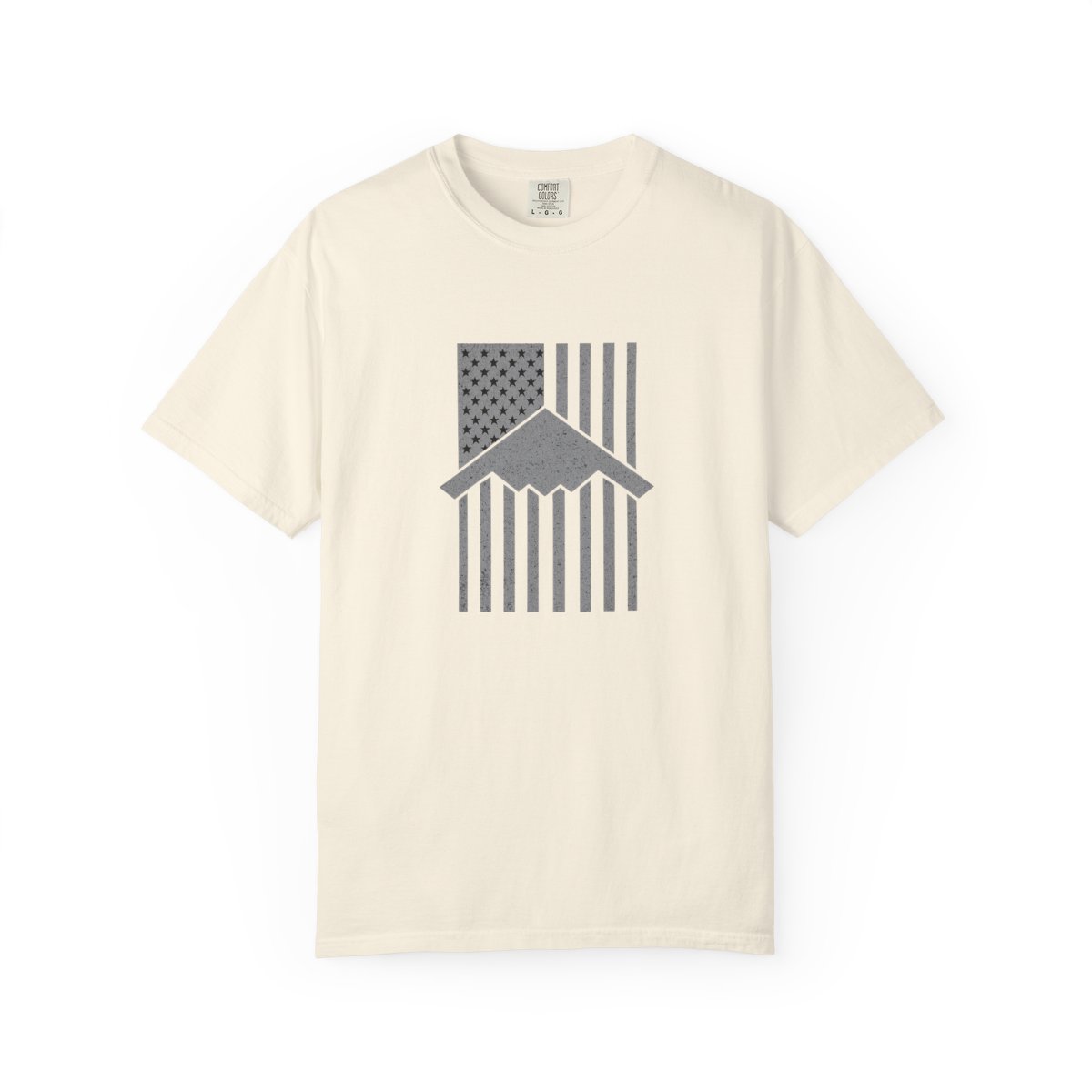 B-2 Spirit Stealth Bomber Patriotic Vintage Flag T-Shirt - alternate angle 2, merchandise
