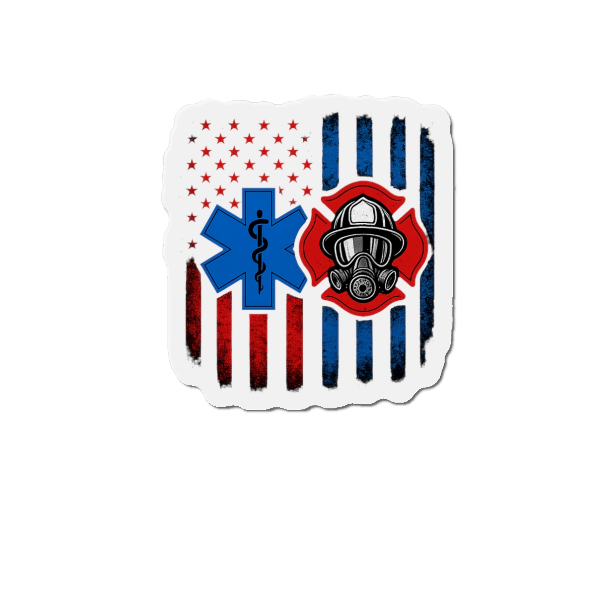 Patriotic Paramedic Firefighter Split Flag T-Shirt - alternate angle 1, merchandise