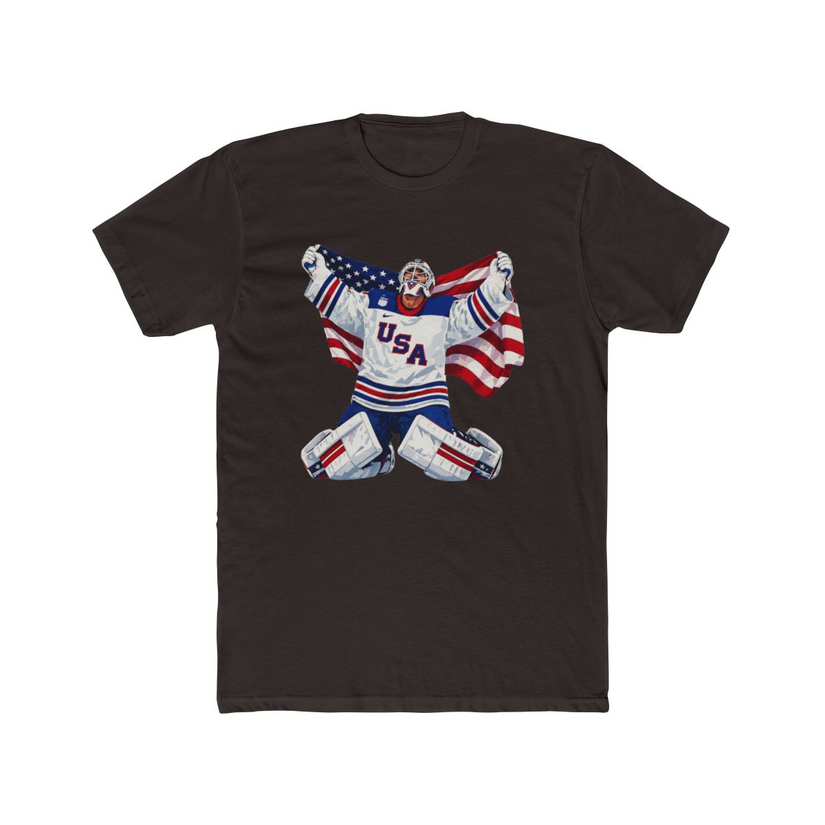 Connor Hellebuyck Usa Goalie Gold Essential T Shirt - alternate angle 2, merchandise