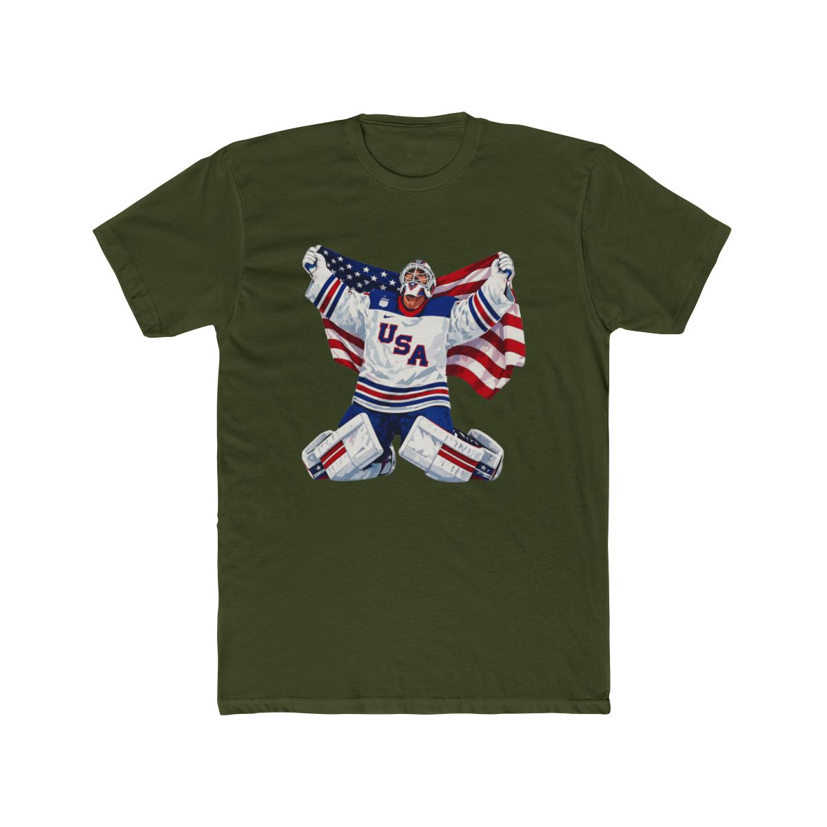 Connor Hellebuyck Usa Goalie Gold Essential T Shirt - alternate angle 5, merchandise